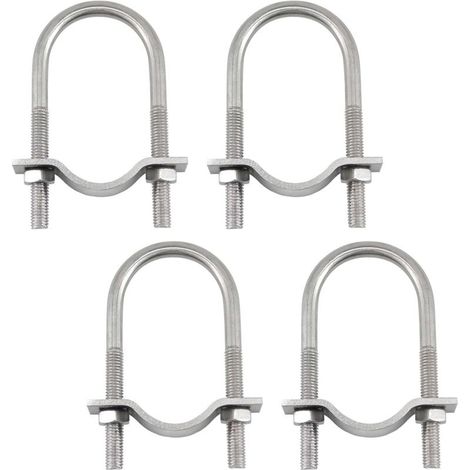 Set di 4 morsetti a U in acciaio inox 304 (6 × 42 × 62 mm) con piastre e dadi inclusi. (1/5)