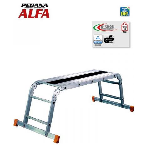 Facal – Plateforme échafaudage 220x50cm – Hauteur de travail 2.59m – Structure en aluminium et bois Eurodeck antidérapant – Charge maximale 150kg