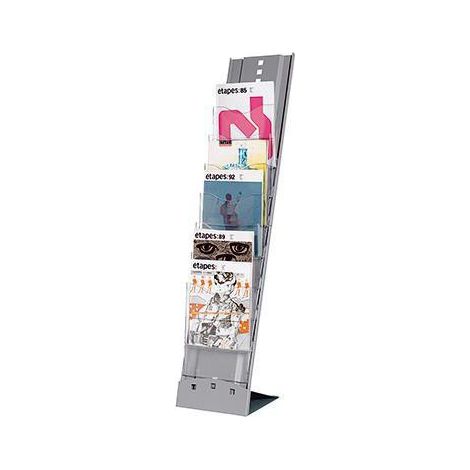 Prospektständer Plio 25 x 115 x 36 cm (B x H x T) Metall pulverbeschichtet transparent 7 Fächer (1/4)