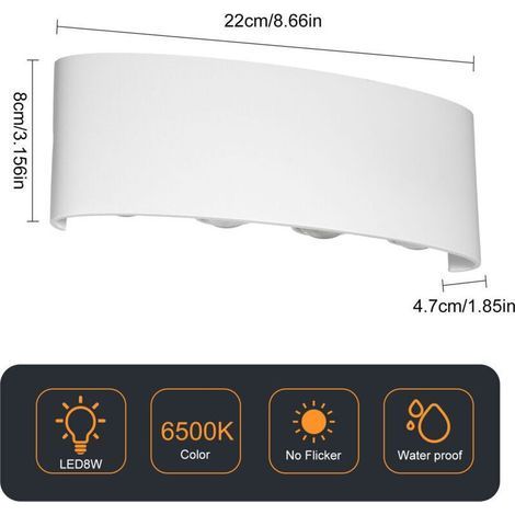 Neoglint moderne mur LED appliques 8W haut vers le bas lampe luminaire blanc froid pour couloir couloir salon chambre (1/4)