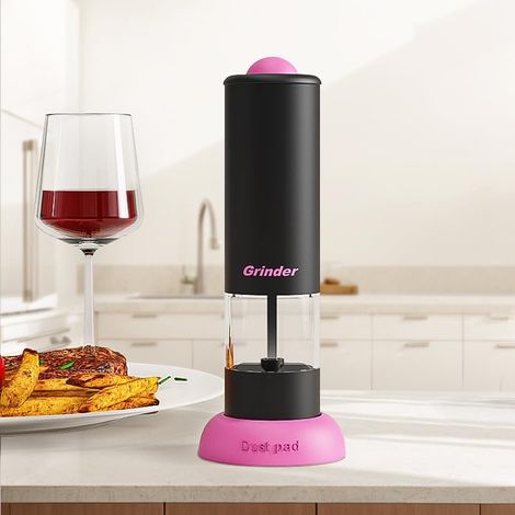 Ensemble de moulins à sel et à poivre électriques roses - Rechargeables, à mouture réglable, utilisables d'une seule main et lavables, ustensiles de cuisine de table (1/5)