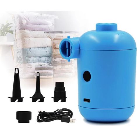 Mini Pompe Électrique, Pompes à Air Electriques Camping Portable USB, Gonfleur et Dégonfleur Rapide, Gonfleur à 3 Buses pour Jouets de Piscine à Air