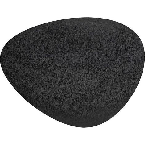 Ovales Tischset schwarz genarbtes Leder [45 x 35 cm]