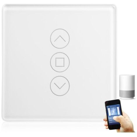 Interrupteur de volet roulant Wi-Fi intelligent, 2,5D, compatible avec Alexa, Yandex et Google Home, minuterie et commande vocale, conducteur neutre nécessaire (blanc)