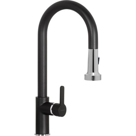 Schock Aquaalto Miscelatore monocomando con doccetta estraibile professional e canna girevole 180° Nero Puro SXALTD84 (1/2)