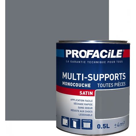 Peinture murale satinée 0.5L – Sans odeur – Séchage rapide 30min – Pour murs, plafonds, boiseries, radiateurs – Plusieurs teintes - 6E7379