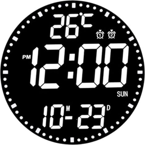 Horloge murale numérique LED 12 pouces avec télécommande, réveil couleur, date, semaine, température, minuteur pour maison, école, bureau
