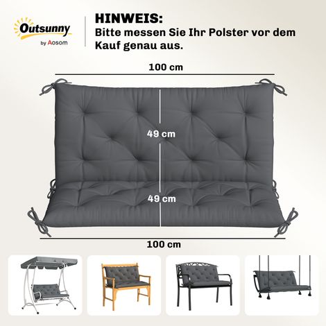 Bankauflage wasserabweisend Sitzkissen Rückenkissen 100 x 98 x 8 cm Dunkelgrau Gartenbank Hollywoodschaukel (1/5)