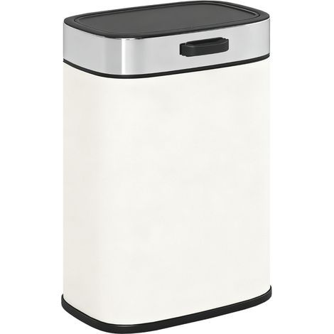 Poubelle de 5 L sur pied ou murale en acier inoxydable couleur blanc crème (1/5)