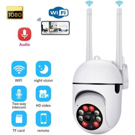 RHG Caméra de Sécurité Extérieure, Caméra de Sécurité WiFi 1080P HD Vision Nocturne Interphone Vocal 2 Voies Caméra de Surveillance à Distance (1/5)