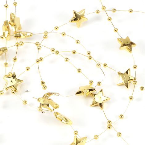 Guirnalda de perlas y estrellas artificiales para decoración navideña, nupcial y de ramos (estrella dorada de cinco puntas) (1/5)