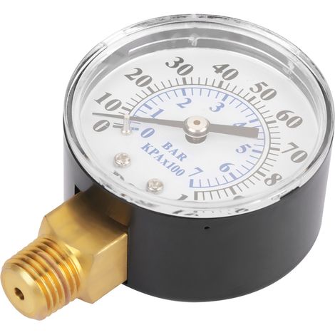0-100psi 0-7bar Pressure Gauge Manometer for Water Air Oil Dial Instrument Base Entry NPT 1/4" (1/5)