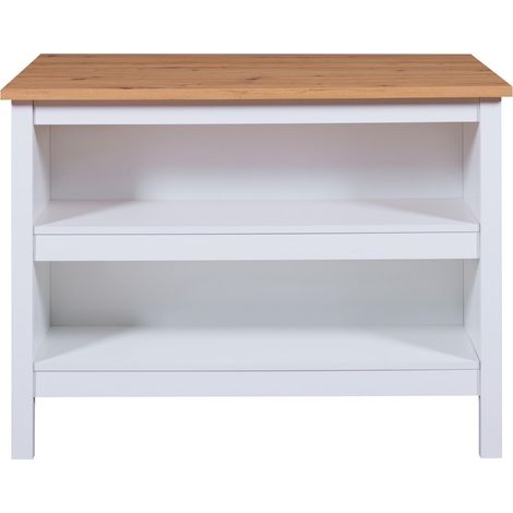 Meuble de cuisine en bois coloris blanc / Artisan Chêne - longueur 124 x profondeur 75 x hauteur 91 cm -PEGANE- (1/5)