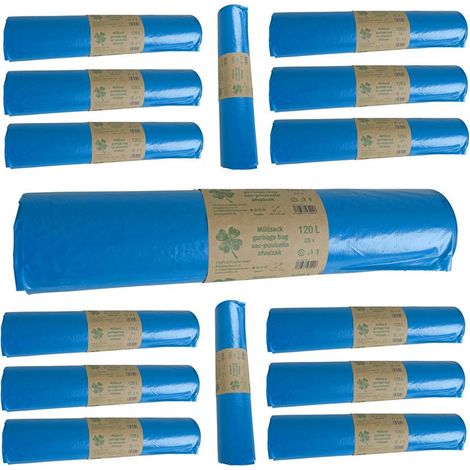 Müllsäcke Abfallsäcke Müllbeutel 120 L Standard 15 Rollen Blau Mülltüte (1/4)