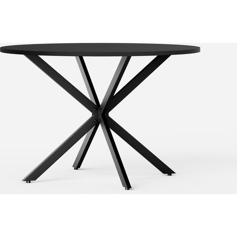 Table ronde noire 120 cm avec pieds en X en acier - Table de cuisine et salle à manger polyvalente (1/5)