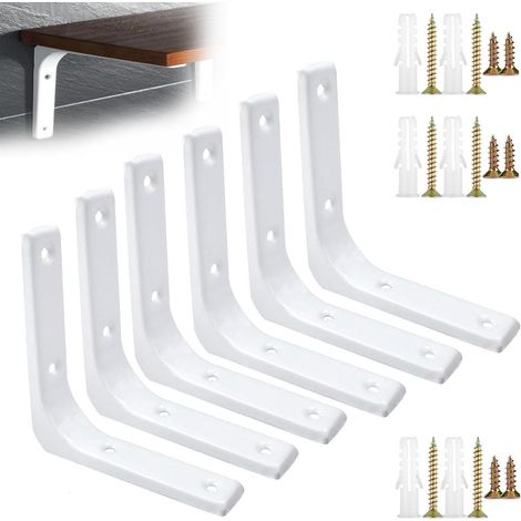 6 L À Angle Droit Bracket Taquets pour Étagères Long Supports d'Étagère avec Vis Assortie compact (1/4)