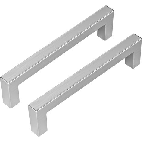 Lot de 15 Poignee de Meuble Cuisine Poignées Meuble Cuisine Inox Poignée Cuisine Argenté-LSJ12BSS128 Poignées Placard Cuisine Nickel Brossé en Acier Inoxydable Entraxe 128mm (1/5)