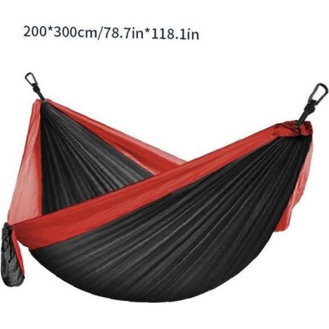 Hamac Camping - Nylon 210T - 300 x 200 cm - Pour 2 Personnes - Rouge - 1 Pièce (1/4)