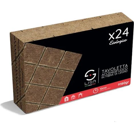 Accendifuoco ecologico 24 pezzi Lisa tavoletta cubi 27x27x18mm cadauno (1/2)