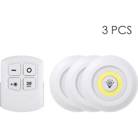 Kabellose COB-LED-Lampen mit Fernbedienung und Dimmfunktion, 3er-Pack, 4,5 V, 1 W, weiß (1/5)