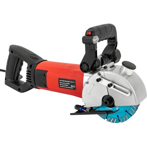 Mauernutfräse Schlitzmaschine 2700W Betonfräse Schlitzfräse Wandfräse Staubfreie Mauerfrase mit Max. Schlitztiefe 42mm/Breite 40mm für Ziegel Beton Marmor, 133mm Sägeblätte Modell
