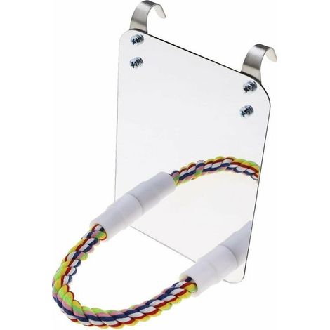Miroir Acrylique pour Oiseaux avec Perche – Jouet de Cage Sécurisé pour Perruches, Cacatoès, Conures et Inséparables (1/5)