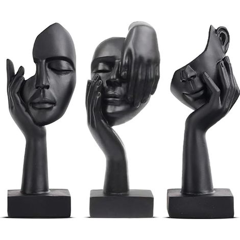 Moderne abstrakte Skulptur für die Inneneinrichtung, schwarze Statuette, Wohnaccessoires, Wohnzimmer, Büro, elegante Designstatue (1/5)
