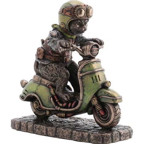 Signes Grimalt Figura De Gato Figuras  Gato Steampunk Scooter Animales Verde 7x15x14cm 34473