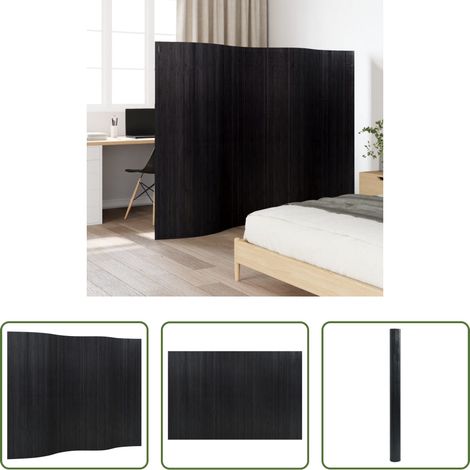 Séparateur de salle - Cloison de séparation noir largeur 250 cm hauteur 165 cm bambou (1/5)