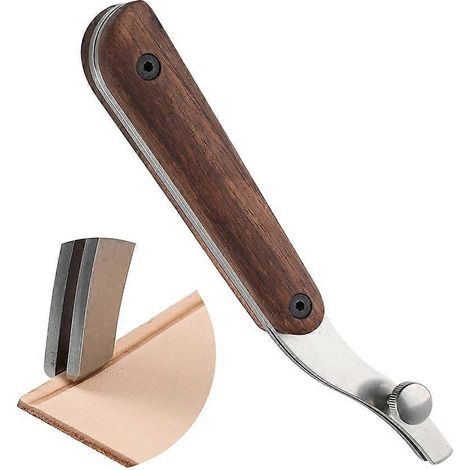 Plieuse à bords réglable pour le travail du cuir, en acier inoxydable avec manche en noyer noir B (1/5)