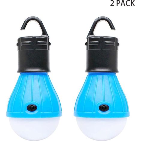 Set mit 2 tragbaren LED-Zeltlaternen, ideal für Camping, Wandern, Angeln und Notfälle. Batteriebetriebene Campinglampe (BLAU)