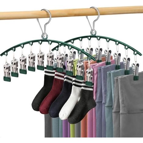 Étendoir à Chaussettes - Noname - Acier Inoxydable - 2pcs - Résistant au Vent - Vert (1/4)