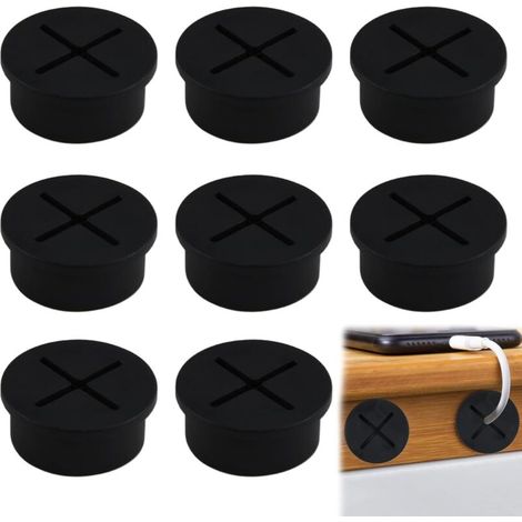 Lot de passe-câbles flexibles en silicone de 25 mm de diamètre, passe-câbles de bureau, parfaits pour la gestion des câbles, idéaux pour les bureaux d'ordinateur, à la maison comme au bureau. (1/4)