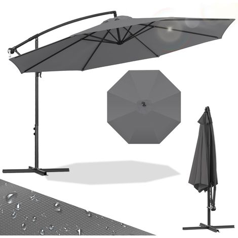 Wolketon Sombrilla 3,5 m gris: protección solar XXL para terraza y jardín