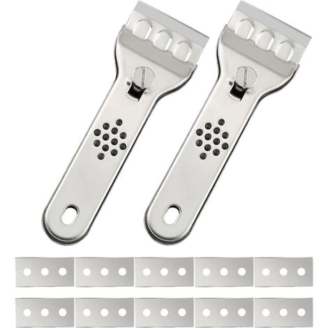 Set de 2 Grattoirs Multifonctions en Acier Inoxydable Cuisine, Précision de Raclage et Élimination Colle, pour Carrelage et Surfaces Délicates (1/5)