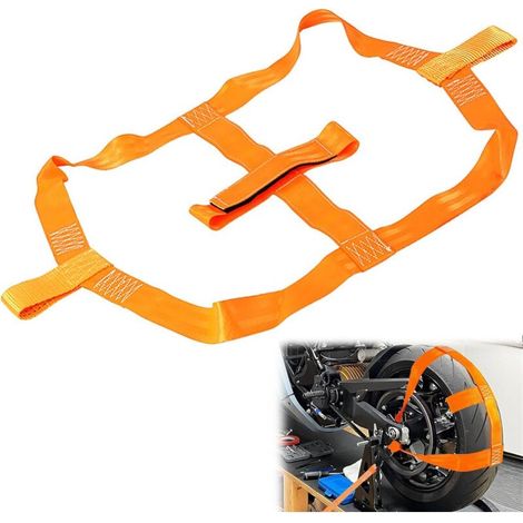 Motorradanhänger-Spanngurte 48 mm Spanngurt Universalzubehör für Motorrad-Hinterrad-Hinterreifen-Befestigungsgurte (Orange)
