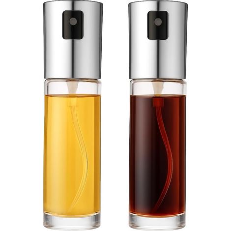 Lot de 2 Nébuliseurs Huile Vinaigre 100ml Verre Acier Inox Bec Anti-goutte Cuisine Barbecue