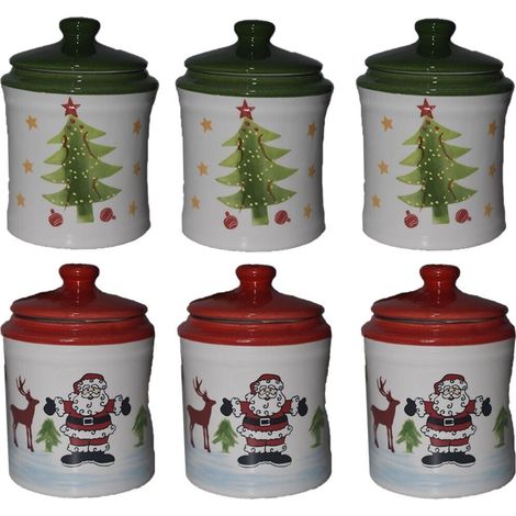 Tris barattoli natalizi contenitori porta sale zucchero caffè spezie di natale per decorazioni addobbi casa cucina idea regalo - decoro: Decoro babbo (1/5)