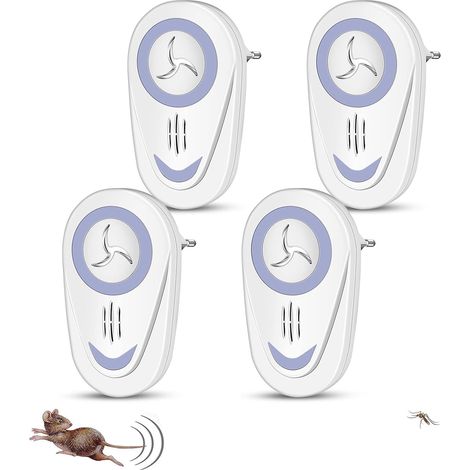 MINKUROW Repellente Per Zanzare Ad Ultrasuoni, 4 Confezioni Repellente Per Insetti Ad Ultrasuoni, Repellente Per Topi E Ratti Ad Ultrasuoni, Repellente Per Topi Da Interno, Anti Roditori, Insetti, Zan (1/5)