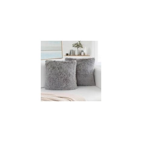 Lot de 2 Housse de coussin,housse de coussins de canapé, coussin décoratif housse moelleux doux, carré housse coussin canapé pour salon canapé chambre voiture,40 x 40 cm (gris)