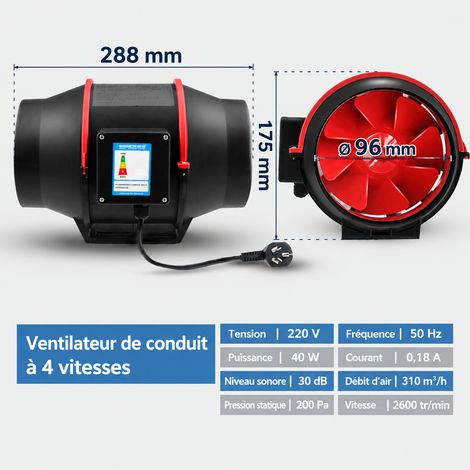 Extracteur d'air de gaine circulaire 4 pouces 40W 220V YJ-150 noir 4 220v 40w-1 3 kg – Livraison gratuite