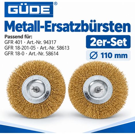 Güde 2er Set Ersatzbürste Metall für Güde Fugenreiniger GFR GFR 401 / GFR 18 (1/2)
