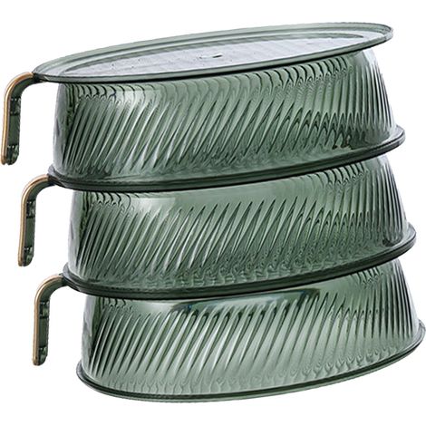 Couvercle alimentaire vert transparent isolant empilable multicouche anti-poussière thermique pour légumes, 3 niveaux (1/5)