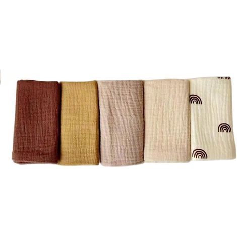 Set di 3 asciugamani viso in mussola per neonati - set di asciugamani per neonati - asciugamani viso e bagno 25 x 25 cm - asciugamani viso riutilizzabili per neonati - 100% cotone - morbidi e traspira (1/5)