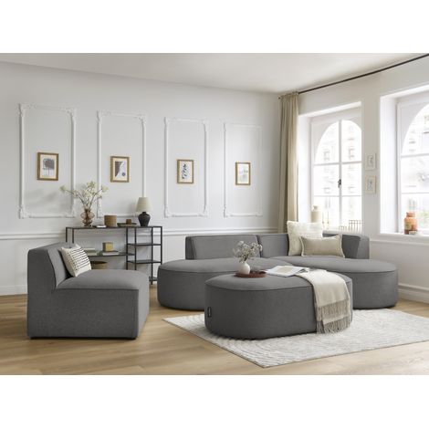BOBOCHIC - Chauffeuse 1 place pour canapé modulable ROUSSEAU tissu chiné Gris foncé (1/5)