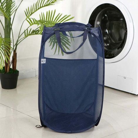 Grand Panier à Linge Panier à Linge Pliable Pliable Filet Panier à Linge Pliable Pop-Up Panier à Linge Pliable avec Poignée Panier Gain de Place Bleu Marine