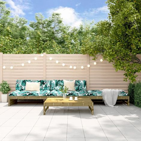 4-tlg. Garten-Lounge-Set mit Kissen Kiefernholz Imprägniert (1/5)