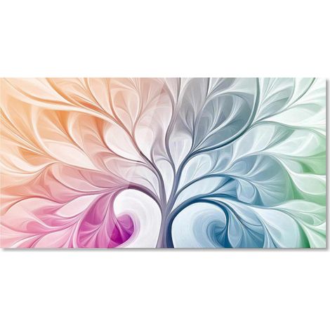 Lupia Quadro Moderno Stampa su Vetro Temperato TREE RAINBOW 73x139 cm, Alta Definizione e Lucentezza di Colori, Design Elegante per Soggiorno, Camera, Ufficio, Albero della Vita arcobaleno (1/4)