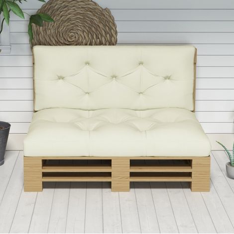 Cojín de asiento exterior 120 x 80 x 12 cm, capitoné, color marfil DESVIAE (1/5)