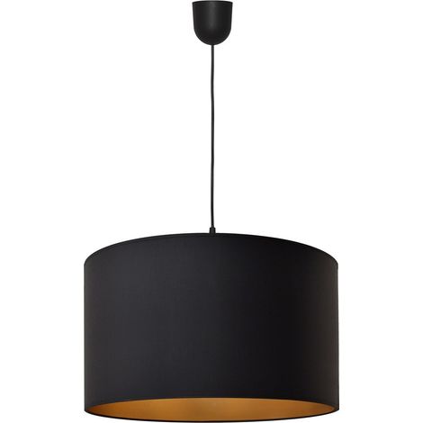 Helam ALBA Plafonnier Suspension Cylindrique Noir, Or 45cm